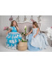 Sky Blue Jacquard Tulle Keyhole Back Flower Girl Dress